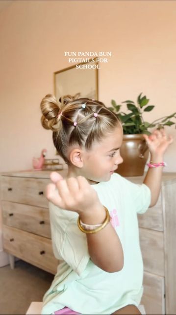 Aynsley Ovard Jorgensen on Instagram: "Another one I’m loving for cheer & dance days! HELD ALL DAY🩷💚🩷💚 #hairtutorial #toddlerhairstyles #hairideas #toddlerhair #easyhairstyles #littlegirlhairstyles #hair #momanddaughter #viralhair #justgirlythings #pigtails" Picture Day Toddler Hairstyles, Fun Kid Hairstyles Daughters, Ballet Dance Hairstyles, Disney Mom Hairstyles, Toddler Girl Pool Hair, Toddler Hairstyles Girl Updo, Toddler Ballet Hairstyles, Kids Pool Hairstyles, Toddler Dance Makeup