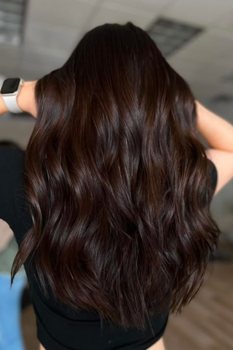 Esto es lo que obtendrás si pides un cabello castaño chocolate oscuro: un tono moreno cálido que sienta bien a cualquier tono de piel y queda tan delicioso y elegante. // Crédito de la foto: instagram @cats_styles_ Hair Color On Dark Skin, Rich Brown Hair Color, Rich Chocolate Brown Hair, Deep Brown Hair, Rich Brown Hair, Dark Chocolate Brown Hair, Brown Hair Ideas, Hair Color Mahogany, Mahogany Hair