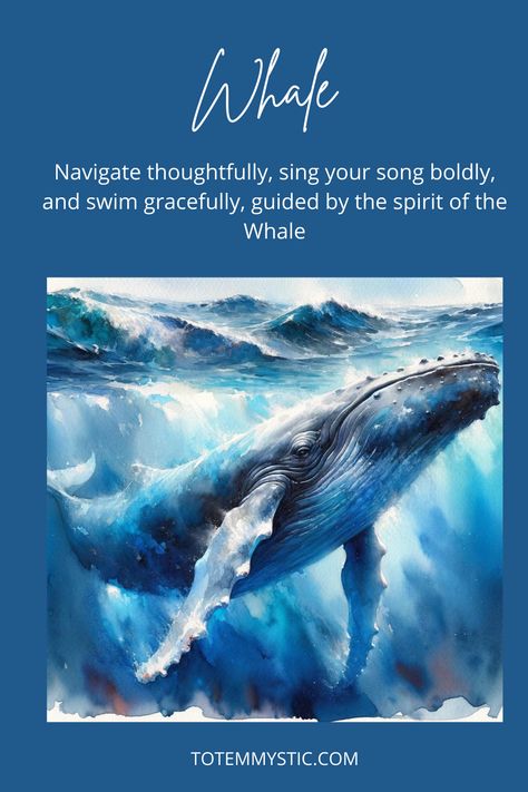 Whales, representing emotion, depth, and community, teach us about the power of connection. Dive deep into your emotional world with the whale as your spiritual guide. #spirit animal #spiritual meaning #totem #power animal Whale Spirit Animal Meaning, Whale Spirit Animal, Whale Symbolism, Equine Assisted Therapy, Spirit Animal Meaning, Animal Meanings, Whale Song, Spiritual Animal, Save The Whales