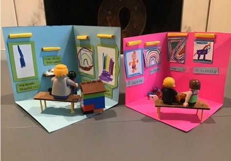 Mini Art Museum Project, Mini Museum Art Project, Mini Art Museum, Diy Museum, Museum Craft, Mini Art Gallery, 3d Art Museum, Mini Museum, Art Classroom Management