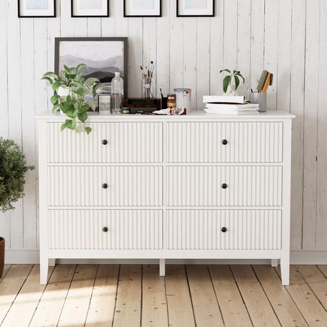 Winston Porter Mayco 6 - Drawer Dresser & Reviews | Wayfair White Wood Dresser, White 6 Drawer Dresser, Double Chest Of Drawers, Boy Dresser, Colorful Dresser, Entryway Cabinet, White Dresser, Wood Dresser, Bedroom Furniture Dresser