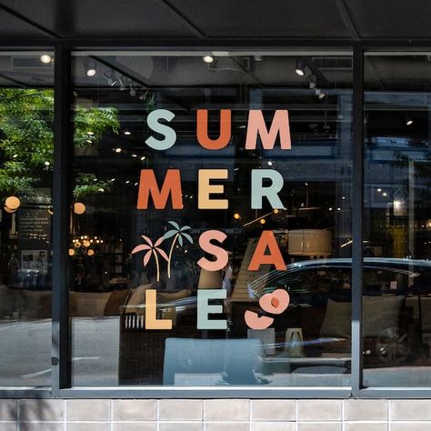 SirFaceWindows - Etsy Singapore Back To School Window Display Retail, Retail Window Design, Store Front Window Painting, Summer Window Display Store Fronts, Sale Window Display, Summer Window Display, Store Front Windows, Promotional Stickers, Window Display Retail