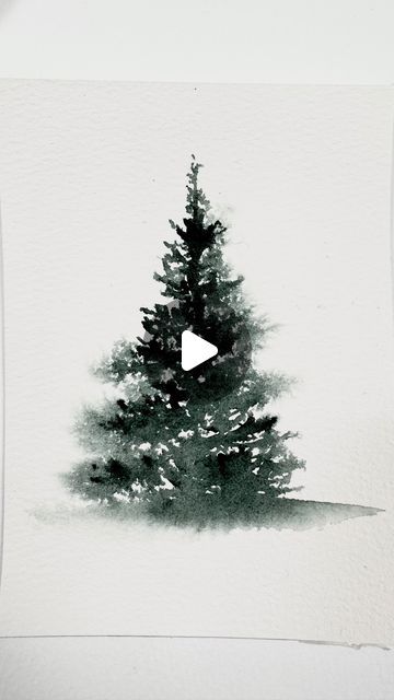 Watercolour Evergreen Trees, Painting Trees In Watercolor, Evergreen Trees Painting, Christmas Cards To Paint In Watercolour, Emma Jane Lefebvre Watercolor Tutorial, Painting Evergreen Trees, Watercolour Trees Painting, How To Paint Watercolor Christmas Tree, Watercolor Christmas Cards Tutorial How To Paint