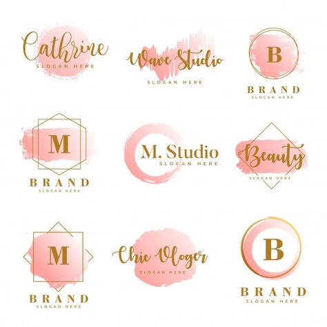 Vector premium de plantilla de coleccion... | Premium Vector #Freepik #vector #logo #flor #marco #acuarela Feminine Branding Logo, Logo Feminine, Salon Logo Design, Inspiration Logo Design, Makeup Artist Logo, Feminine Branding, Beautiful Logos Design, Text Logo Design, Logo Design Feminine