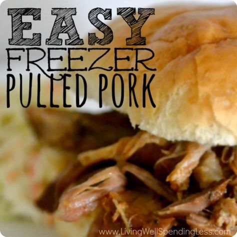 25 Delicious Freezer Meal Recipes (she: Mariah) - Or so she says... Slow Cooked Pulled Pork, Slow Cooker Freezer Meals, Crockpot Pulled Pork, Slow Cooker Pulled Pork, Slow Cooked Meals, Pulled Pork Recipes, Crockpot Pork, Slow Cooker Pork, Freezer Cooking