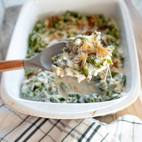 Gluten Free Green Bean Casserole - The Happy Body Project Green Bean Casserole Instant Pot, Keto Green Bean Casserole, Gluten Free Green Bean Casserole, Casserole Instant Pot, Green Bean Casserole Campbells, Low Carb Pumpkin Cheesecake, Keto Green, Green Bean Casserole Easy, Keto Thanksgiving