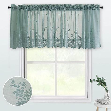 Amazon.com: WUBODTI Beige Lace Kitchen Valances Curtains Vintage Semi Sheer Voile Swags Window Valance 16 Inch Length, Cream Floral Short Bathroom Valance Drapes for Small Windows Living Room Bedroom Nursery : Home & Kitchen Living Room Window Decor, Curtains For Windows, Window Swags, Short Window Curtains, Kitchen Curtains And Valances, Vintage Lace Curtains, Cafe Curtain Rods, Lace Window, Small Curtains