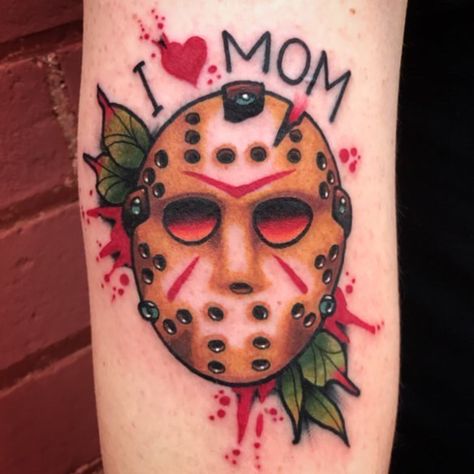 Scary Tattoo Ideas, Horror Tattoo Ideas, Friday The 13th Tattoo, Horror Movie Tattoos, Monster Tattoo, Girl Back Tattoos, 13 Tattoos, Movie Tattoos, Scary Tattoos