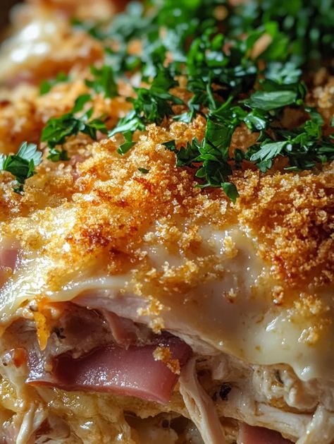 Delicious Chicken Cordon Bleu Casserole Recipe – Comfort Food Made Easy Best Chicken Cordon Bleu Casserole, Low Carb Chicken Cordon Bleu Casserole, Cordon Blue Casseroles, Chicken Cordon Blue Recipes, Cordon Bleu Sauce, Chicken Cordon Bleu Sauce, Chicken Cordon Bleu Casserole Recipe, Easy Chicken Cordon Bleu, Chicken Cordon Bleu Recipe