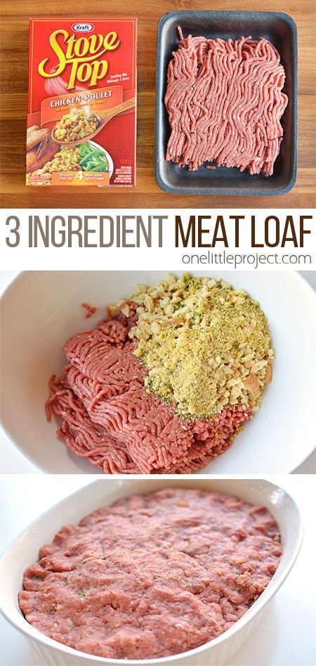 Best Meat Loaf, Boxed Stuffing, Meat Loaf Recipe, 3 Ingredient Dinners, Three Ingredient Recipes, Ground Meat Recipes, 3 Ingredient Recipes, Easy Meat Recipes, Hamburger Meat Recipes