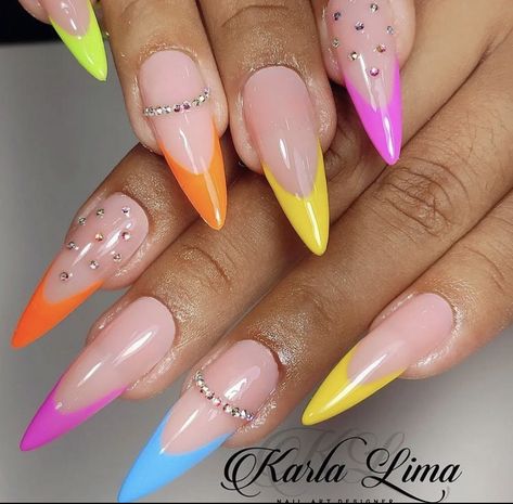 Rainbow Nails Design, Rainbow Nail, Long Acrylic, Rainbow Nails, Long Acrylic Nails, Nail Designer, Acrylic Nails, Manicure, Nail Designs