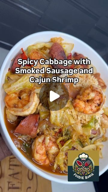 FoodieBawse on Instagram: "Spicy Cabbage with Smoked Sausage and Cajun Shrimp Yummy!!!
Recipe at @eatwithlee_ 

Be sure to follow @foodiebawse for daily shared recipes. 

#spicyfood  #spicyshrimp #smokedsausage 
#sundaydinner #foodie #dinner #recipes #sidedish 
#vegetables #sidedishrecipes #dinnertonight #foodinstagram #foodie #letseat #goodfood #yummyfood  #deliciousfood #healthyfood #
#cookwithme #homemadefood #homemadecooking #dinnerideas #explore #recipeoftheday #letseat #atlantafoodie  #atlantafood #dinnerrecipes #easyrecipes #quickrecipes #foodrecipes #foodinstagram" Cajun Cabbage And Sausage, Cabbage With Shrimp And Sausage, Keto Smoked Sausage Recipes, Cabbage With Smoked Sausage, Spicy Cabbage, Smoked Sausage Recipes, Atlanta Food, Cabbage And Sausage, Cajun Shrimp