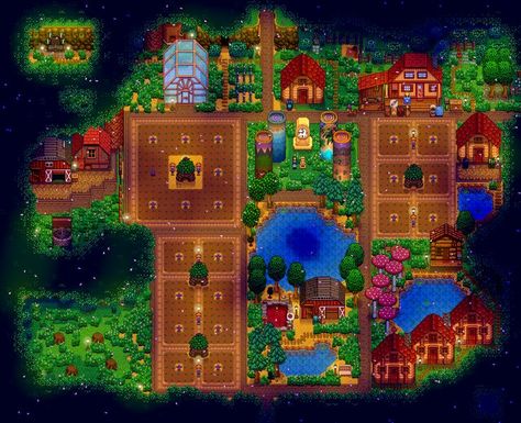 Forest Farm Stardew Valley, Forest Farm Layout, Stardew Valley Farm Ideas, Stardew Valley Farm, Stardew Farms, Forest Farm, Stardew Valley Layout, Stardew Valley Tips, Stardew Valley Farms