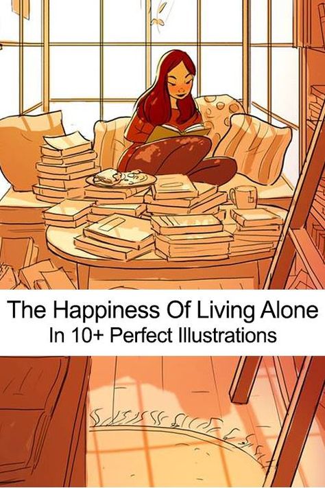 The Happiness Of Living Alone In 10+ Perfect Illustrations - http://themindsjournal.com/happiness-of-living-alone-illustrations/ Apple Cider Vinegar And Honey, Philosophical Quotes About Life, Garlic And Honey, Happy Alone, Stop Overthinking, Winter Illustration, Alone Photography, Living Alone, Let Your Hair Down