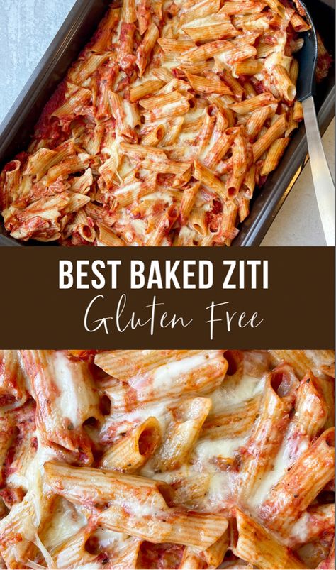 Gluten free baked ziti Gluten Free Baked Ziti, Gluten Free Pasta Bake, Gluten Free Pasta Dinner, Gluten Free Pasta Dishes, Baked Spaghetti Recipe, Ziti Recipe, Gluten Free Italian, Gluten Free Spaghetti, Ziti Recipes