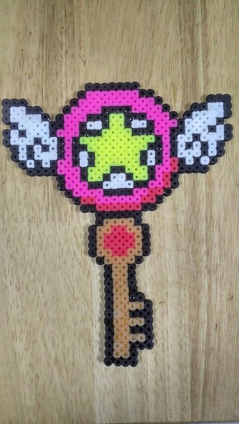 Perler Beads Cardcaptor Sakura, Cardcaptor Sakura Pixel Art, Sakura Perler Beads, Beads Perler, Pixels Art, Card Captor Sakura, Pixel Beads, Perler Ideas, Star Wand