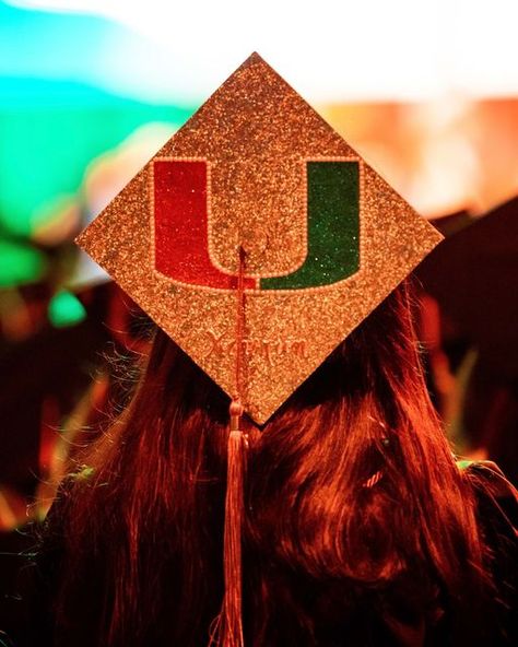 University Of Miami Graduation Cap, Umiami Grad Cap Ideas, Miami University Aesthetic, Umiami College Aesthetic, The University Of Miami, College Dream Board, U Miami Aesthetic, Umiami Student Aesthetic, University Of Miami Aesthetic