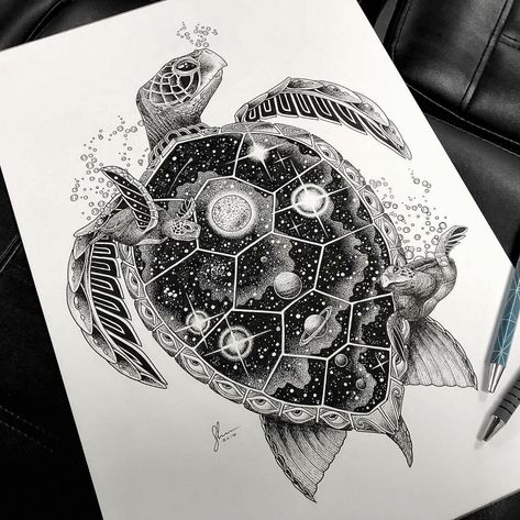 Turtle With World On Back Tattoo, Turtle Whale Tattoo, Big Sea Turtle Tattoo, Turtle Tattoo Ideas Men, Galaxy Tattoo Drawing, Cool Sea Turtle Tattoos, Large Turtle Tattoo, Space Turtle Tattoo, Turtle Tree Of Life Tattoo