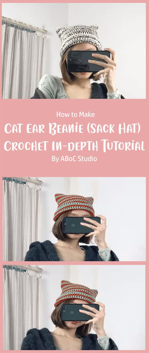 ABoC Studio welcomes you to this easy tutorial on creating a Cat Ear Beanie. In this easy guide, ABoC Studio will walk you through the step-by-step process of making this adorable and trendy headwear. Get ready to unleash your inner crochet artist and elevate your style with a unique handmade accessory! Cat Ear Beanie Crochet Pattern Free, Cat Beanie Crochet Pattern Free, Sack Hat Crochet, Crochet Cat Hat Pattern Free, Crochet Cat Beanie Free Pattern, Cat Ear Beanie Crochet Pattern, Cat Ear Hat Crochet Pattern, Aboc Studio, Crochet Cat Hat Beanie