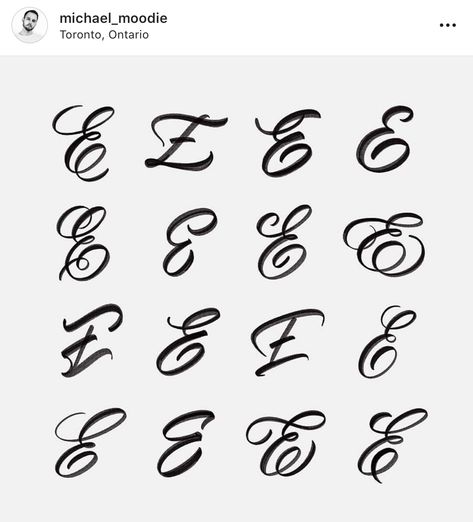 Letter E Signature Ideas, E Signature Ideas, E Calligraphy Letter, Cursive E Tattoo, Letter E Tattoo, Lettering Alphabet Handwritten, Word Tattoo Ideas, Calligraphy Lessons, Word Tattoo