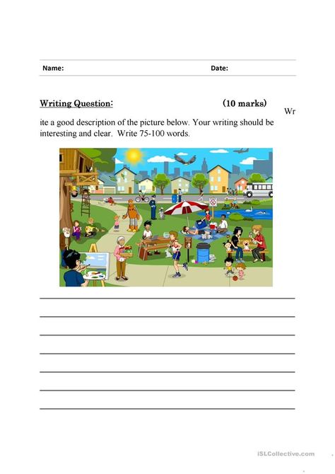 Describing A Place Writing, Describing A Place, English Games For Kids, Arabic Worksheets, Types Of Sentences, English Games, Descriptive Writing, Creative Writing Prompts, English Activities