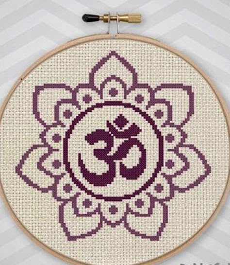 Om Cross Stitch Pattern, Yoga Cross Stitch, Doily Art, Cross Stitch Necklace, Cross Stitch Geometric, Cross Stitch Fonts, Baby Cross Stitch Patterns, Cross Stitch Boards, Crochet Mandala Pattern