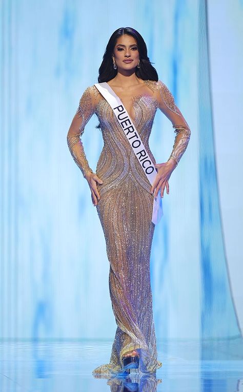 Miss Universe Puerto Rico, Pageant Aesthetic, Miss Universe 2023, Miss Puerto Rico, Miss Colombia, Beauty Pageant Dresses, Miss California, Pageant Gowns, Miss Universe