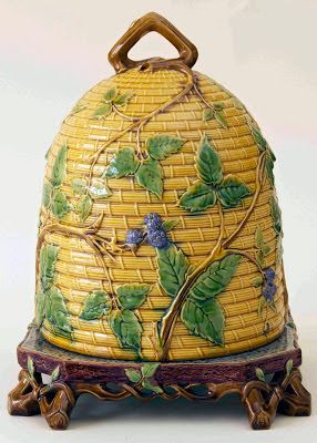 Glazed and Confused: Detecting reproduction majolica Cheese Keeper, Bee Skeps, Stilton Cheese, Honey Pots, I Love Bees, Bee Skep, Victorian Times, Bee Hives, Cheese Dome