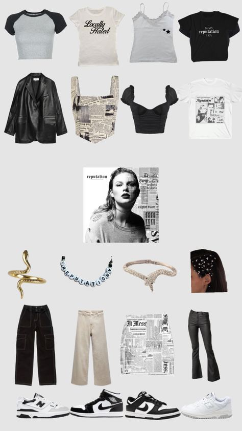 Diy Taylor Swift Costume Reputation, Eras Tour Movie Outfits Easy, Reputation Era Outfits Ideas, Ears Tour Outfit Ideas Reputation, How To Look Like Taylor Swift, Easy Taylor Swift Outfit, Reputation Taylor Swift Outfits Ideas, Reputation Eras Tour Outfit Ideas, Taylor Swift Concert Outfit Reputation