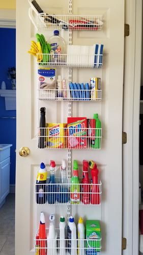 Behind The Door Pantry Storage, Over The Door Cleaning Storage, Behind Door Laundry Storage, Over The Door Pantry Organizer, Over The Door Utility Organizer, Organization College, Cleaning Closet Organization, Organising Ideas, Utility Closet