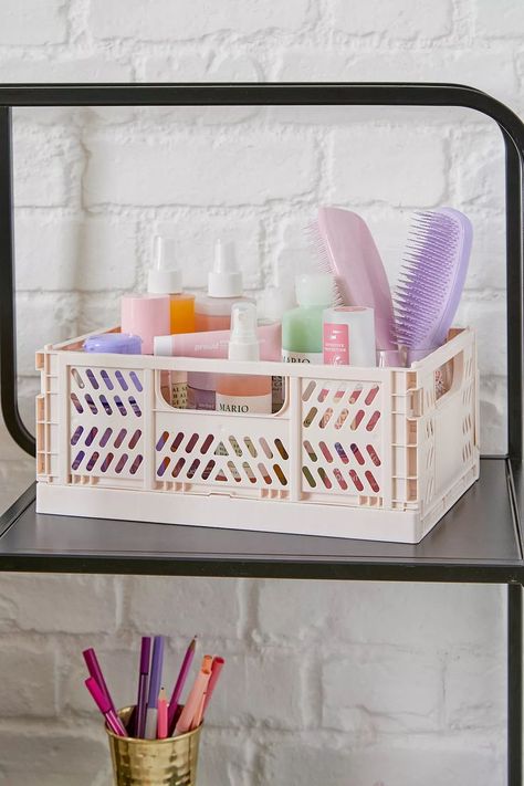 Felix Pink, Folding Storage Crate, Seagrass Storage Baskets, Storage Crate, Plastic Crates, Crate Storage, Pink Plastic, Pop Design, Furniture Storage