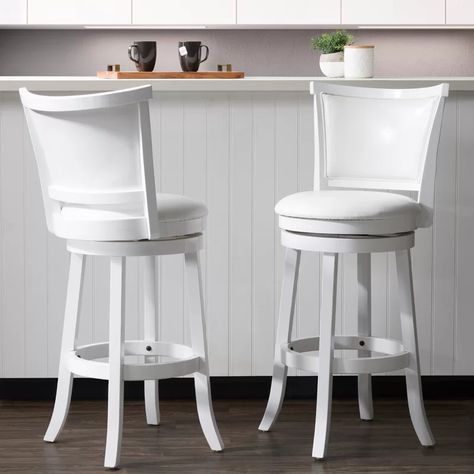 Cream Bar Stools, Transitional Bar, High Back Bar Stools, Counter Kitchen, Bar Height Chairs, Backrest Design, White Bar Stools, White Bar, Swivel Counter Stools