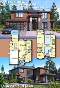 22 Awesome 2000 Sq Ft Modern House Plans  Collection Check more at https://prestasjonsledelse.net/2000-sq-ft-modern-house-plans/ Modern House Floor Plans, Prairie House, Prairie Style Houses, Casa Country, Casas The Sims 4, Sims House Plans, House Modern, Modern House Plan, Mansions Homes