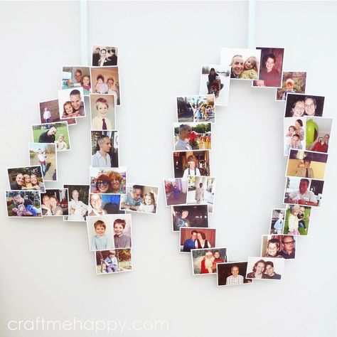 Craft me Happy!: 40th Birthday Photo Banner Display Immagini Grinch, Birthday Photo Displays, 40th Party Ideas, 40th Birthday Banner, Husband 40th Birthday, Collage Idea, 40th Bday Ideas, 40th Birthday Party Decorations, 40 Birthday