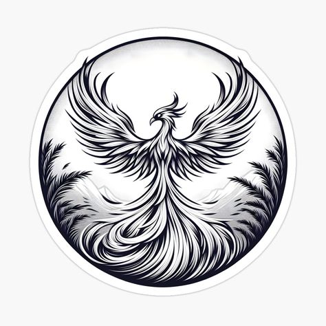 Get my art printed on awesome products. Support me at Redbubble #RBandME: https://www.redbubble.com/i/sticker/phoenix-by-gkhanco/159646288.JCQM3?asc=u Constellation Balance, Phoenix Drawing, Logo Game, Rise From The Ashes, Phoenix Rising, Tattoo Design Book, Design Book, Black And White Drawing, Game Logo