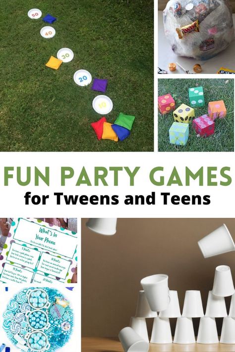 Fun party games for tweens. Tweens and Teens party activities. Sleepover games for kids. Kids games that tweens will love Birthday Party Inside Games, Teenage Birthday Activities, Party Games For Girls Birthday, Birthday Party Games For 10 Year Girl, 9 Year Birthday Party Games, Fun Birthday Games For Teens, Games For 10th Birthday Party, Teen Birthday Party Activities, Girls Birthday Party Activities