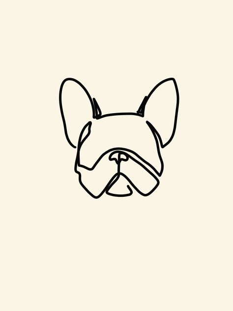 Frenchie Line Tattoo, Frenchie Line Art, Frenchie Outline Tattoo, French Bulldog Tattoo Minimalist, Frenchie Tattoo Outline, French Bulldog Outline, Frenchie Tattoos, French Bulldog Illustration, Easy Portrait Drawing