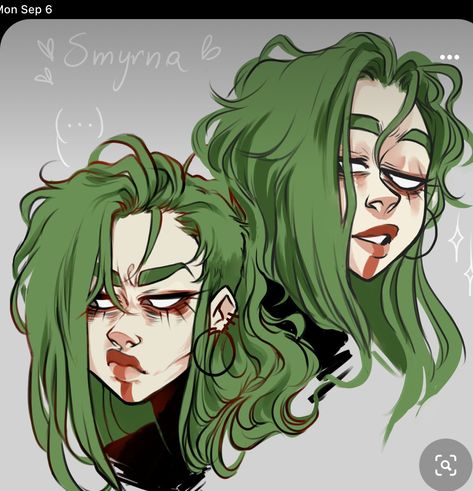 Facial Reference, Black And Green Hair, Hair Cartoon, Arte Indie, Kunst Inspiration, Arte Inspo, Cute Art Styles, Sketchbook Art Inspiration, Art Inspiration Drawing