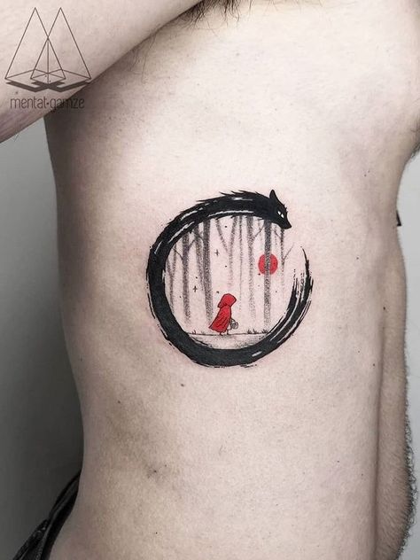 Little Red Riding Hood Tattoo, Red Riding Hood Tattoo, Profile Tattoo, Red Riding Hood Wolf, Red Riding Hood Art, Red Ridding Hood, Witch Tattoo, Minimalist Tattoos, Line Art Tattoos