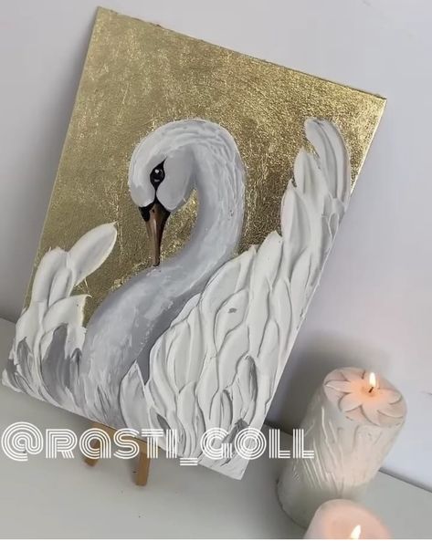 Painting Letters On Canvas, Acrylic Painting Deer, Trending Painting Ideas, Girly Canvas Painting Ideas, Two Canvas Painting Ideas, Swans Painting, Swan Drawing, Swan Painting, Diy Abstract Canvas Art