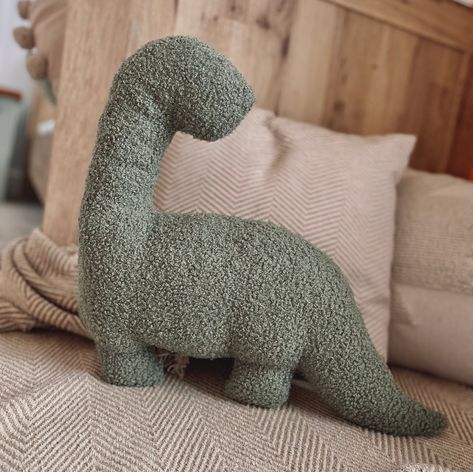 Our sage green/blue dinosaur pillow will make a beautiful addition to your nursery or child's room. Handmade with quality boucle fabric our dinosaur will soon be a new best friend for your little ones. Our dinosaur pillow is made from a Boucle fabric which is incredibly soft and in the most beautiful sage green colour. Absolutely perfect for any dinosaur theme bedroom.  Dinosaur Pillow Size Height - 37cm Width - 40cm Each pillow will be dispatched with Royal Mail 2nd Class. Thank you for shoppin Green Blue Nursery, Bedroom Sage Green, Dinosaur Nursery Theme, Dinosaur Theme Bedroom, Green Nursery Boy, Dino Decor, Dinosaur Pillow, Nursery Decor Green, Dinosaur Room Decor