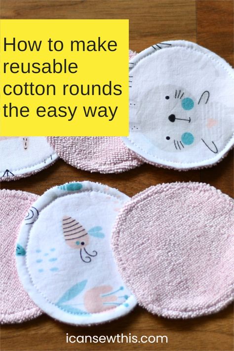 Learn how to make your own reusable cotton rounds with this simple step-by-step tutorial. These makeup remover pads are super soft, very easy to take care of and will last a long, long time. DIY cotton rounds – a fun way to save money! #sewing Sew Reusable Makeup Pads, Diy Warming Pad, Diy Face Washing Pads, Make Up Remover Pads Diy Crochet, Reusable Cotton Rounds Diy, Diy Reusable Products, Cotton Rounds Diy, Reuseable Makeup Pads, Diy Face Wash Cloths