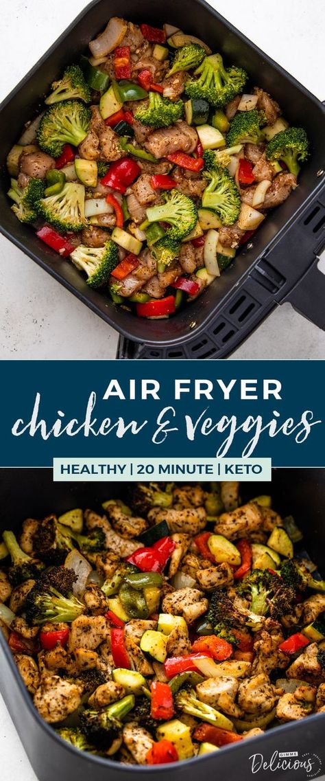 Top 12 Air Fryer Recipes! - Dani Austin Air Fryer Chicken And Veggies, Healthy Air Fryer Chicken, Air Fryer Recipes Healthy Low Carb, Gimme Delicious, Healthy Air Fryer, Dinners Easy, Chicken And Veggies, Chicken Veggies, Air Fried Food