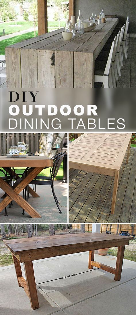 These DIY outdoor dining table projects will blow you away! Explore this blog post and check out the tutorials, ideas and projects for these gorgeous DIY Outdoor Dining Tables! #DIYoutdoordiningtables #outdoordiningtables #DIYdiningtables #DIY #diningtables #diningtableprojects Diy Outdoor Dining Table, Diy Outdoor Dining, Remodel Entryway, Diy Patio Ideas, Diy Esstisch, Rustic Thanksgiving, Outdoor Dining Tables, Pallet Boards, Diy Dining Table