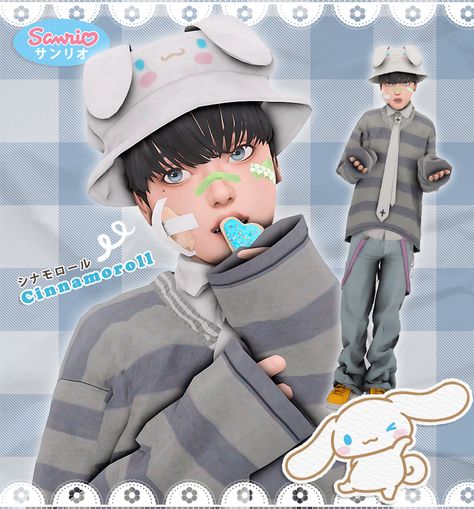 cinnamoroll (boy.ver) 🍥 - : cream / kr Sims 4 Cc Korean Male Clothes, Sims 4 Male Ccs, The Sims 4 Cc Mens Clothes, Kawaii Sims 4 Cc Clothing Male, Sims 4 Cinnamoroll Cc, Sims 4 Cinnamoroll, Sims4 Boy Clothes, Sims 4 Cc Goth Clothing Male, Sims 4 Boys Cc Clothing