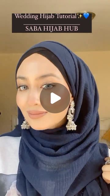 SABA HIJAB HUB | Premium Hijab Brand on Instagram: "Wedding hijab tutorial💙  Save Lazmi✨  So here’s a reels to show you girls how I’ll be styling my hijab. I used cotton crinkle hijab to achieve this look.   #hijab #hijabtutorial #hijabfashion #clothingbrand #explorepage✨#exploremore #viral #trendingreels #treding #trendingaudio #viral #onlineshopping #hijabi #hijabfashion #hijabfashionista #hijbastyle #reels #hijabinspiration #reelsinstagram #tutorial #hijabstyles #modest #hijablook #sabahijabhub" Hijab Ideas For Wedding, Wedding Hijab Styles Tutorial, Hijab Tutorial For Wedding, Hijab With Earrings, Hijab Brand, Wedding Hijab Styles, Turkey Wedding, Hijab Look, Hijab Style Tutorial