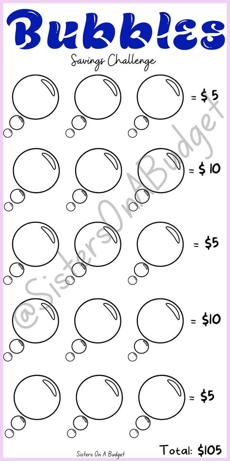 A6 Bubbles Savings Challenge |For A6 Cash Envelopes/Binders| Printable Savings Challenge| Mini Savings Challenge | Digital Print tabletplanner #bloggingplanner #digitalplannertemplate. Small Savings Challenge, Saving Money Monthly, Printable Savings Challenge, Financial Budget Planner, Free Budget Printables, Mini Savings Challenge, Saving Money Chart, Money Jar, Money Chart