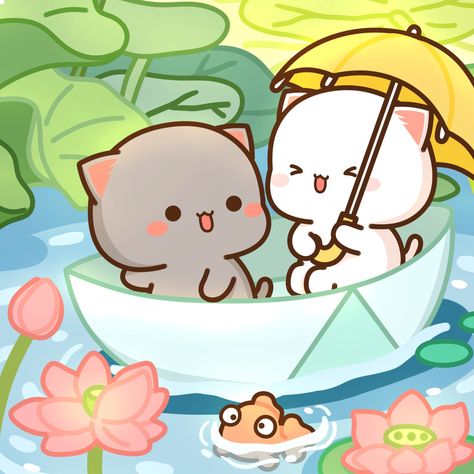 Peach Goma, Boat Drawing, Cat Emoji, Chibi Cat, Paper Boat, Cute Animal Drawings Kawaii, Cute Doodles Drawings, Anime Cat, Cute Little Drawings