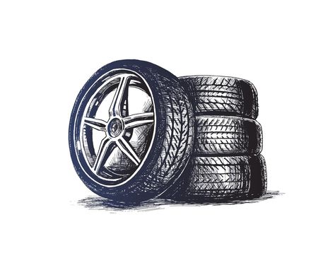 Free Vector | Car wheel tire isolated on white hand drawn sketch vector illustration Mechanics Logo, Business Card Set, Presentation Backgrounds, Square Logo, Cleaning Business Cards, Automotive Tires, Puzzle Design, White Hand, Rubber Tires