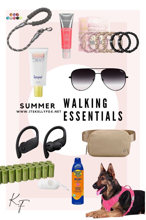 Dog Walking Outfit Summer, Hoț Girl Walk, Walking Outfit Outdoor Summer, Hot Walk, Walking Outfit Outdoor, Walking Essentials, Walking Motivation, Supergoop Unseen Sunscreen, Dog Walking Outfit